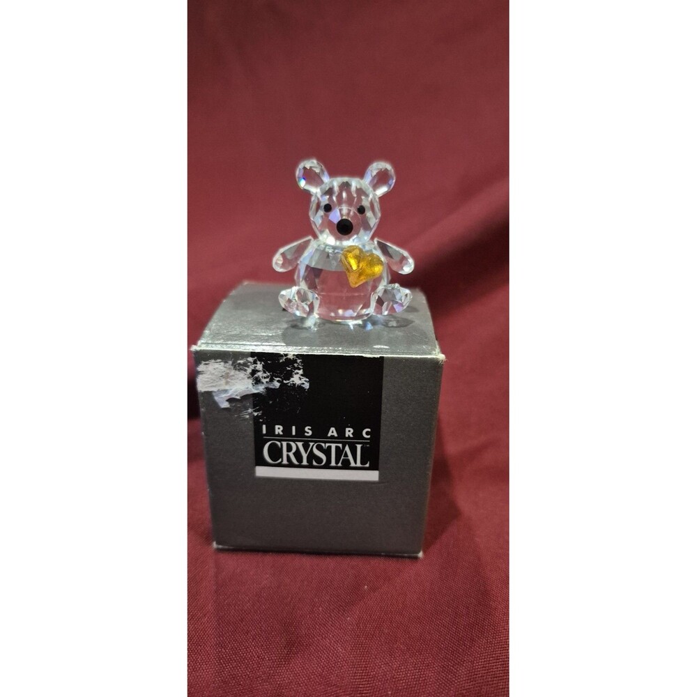 NIB IRIS ARC Fine Austrian Crystal Teddy Bear w/ Gold Heart November Birthstone